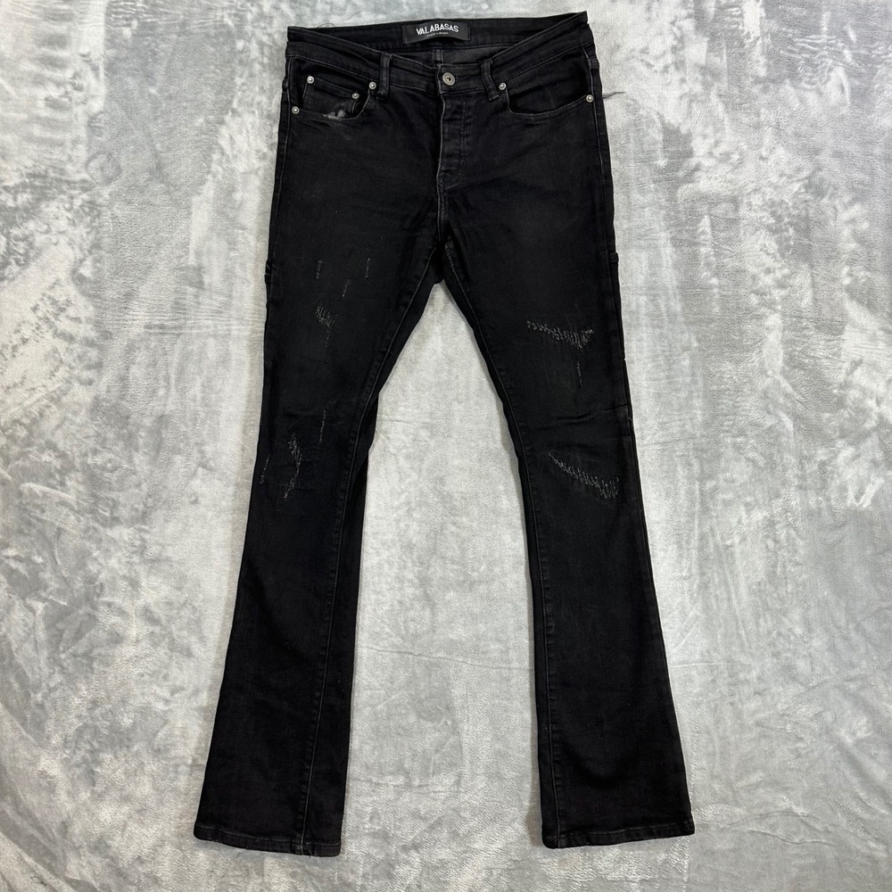 Valabasas Stacked Flare Jeans Men's Size 32 | 32x34 Black Denim Pants Streetwear